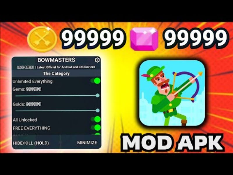 Tải Hack Bowmasters (Full Nhân Vật, Full Tiền, Menu) v11.3.2 Tính Năng Nổi Bật Của Bản Hack Bowmasters