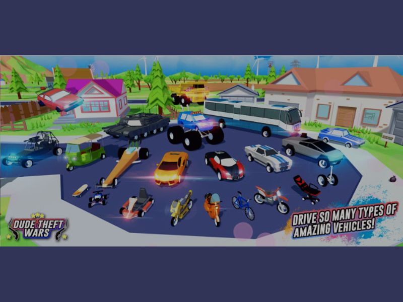 Tải Dude Theft Wars Theartpics Mod APK (Vô Hạn Tiền, Bất Tử) v0.9.0.9f6 Xe Và Vũ Khí Cực Phong Phú Trong Dude Theft Wars Theartpics Mod APK