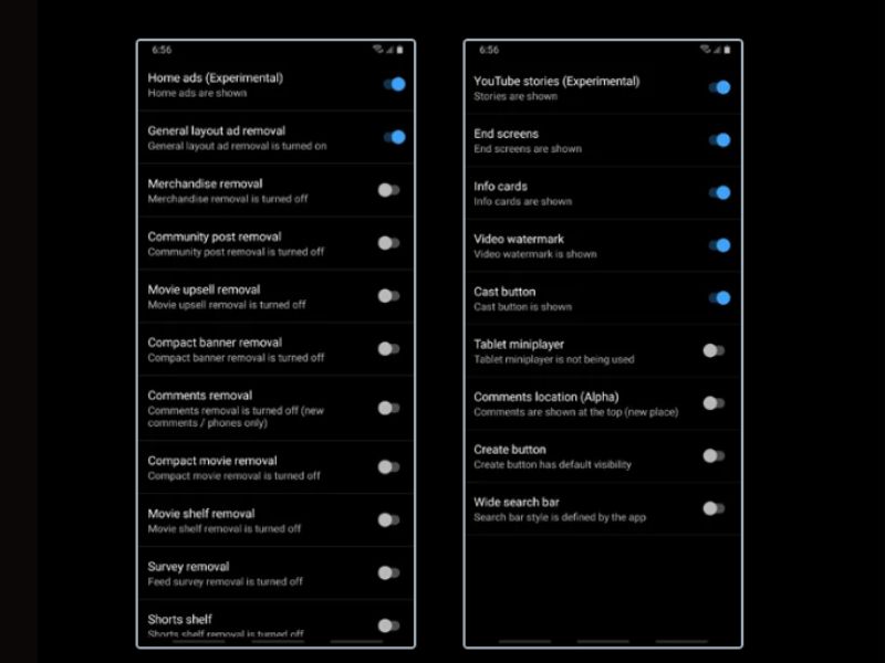 Tải Youtube Vanced APK (Mod Premium, No Ads) v20.32.36 Cấu hình nâng cao trong Youtube Vanced APK
