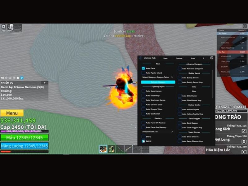 Tải Hack Blox Fruit Apkmoday Update 30 (Full Trái Ác Quỷ, Giọt Nước, Anti Ban, Auto Farm) Vào trò chơi và kích hoạt các tính năng > Trải nghiệm game