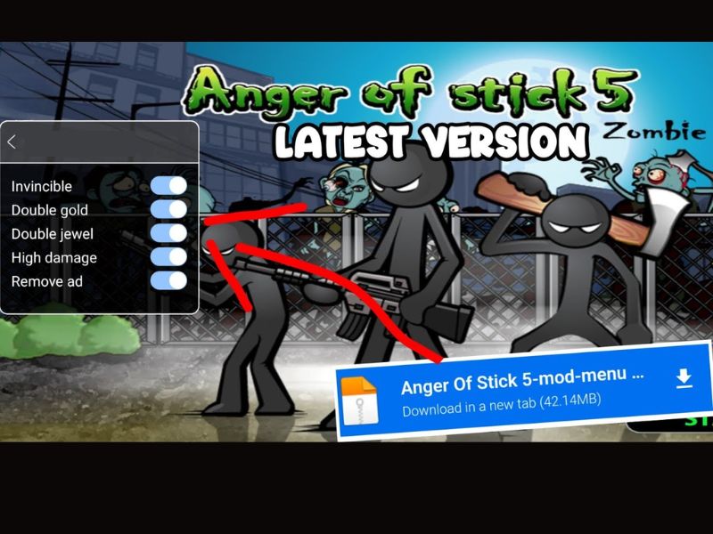 Tải Anger Of Stick 5 Hack (Mod Menu, Tiền, One Hit, Bất Tử) v1.1.94 Mod menu tiện lợi trong Anger Of Stick 5 Hack