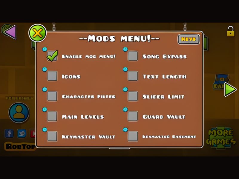 Tải Geometry Dash Hack (Mod Menu, Bất Tử, Tiền) V2.2.145 Tính Năng Nổi Bật Chỉ Có Trong Geometry Dash Hack